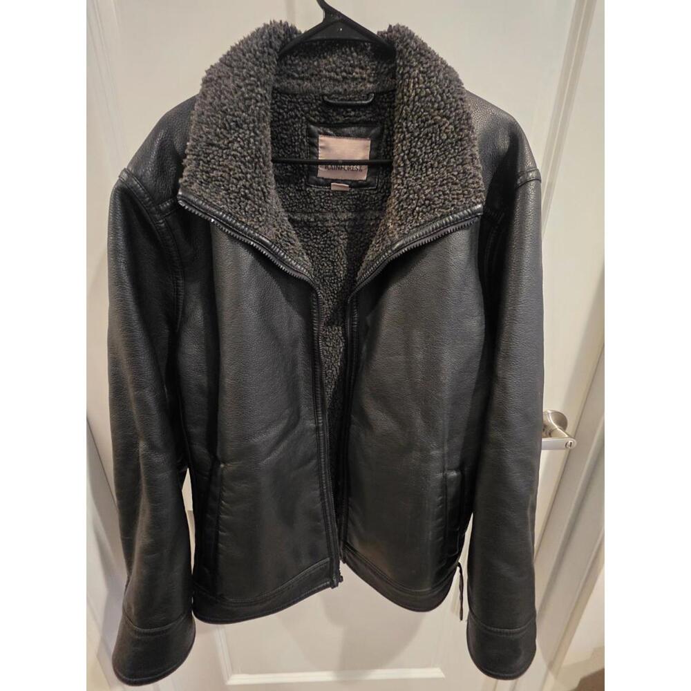 Mens Rainforest Leather Bomber Jacket Sherpa Lining (Needs Zipper Replaced) XXL
